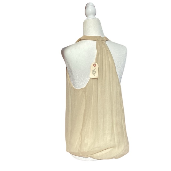 Upcycled Burning Torch Silk and Sequin Vintage Halter Top with Leather Straps - Picture 5 of 16